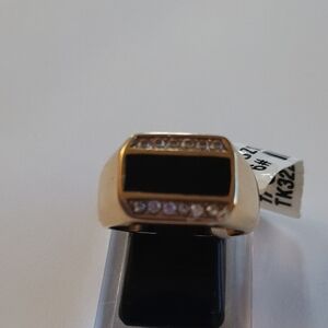 Gold and Black Men's Ring Black Onyx Enamel  – Gold Plated Tone Stainless Steel